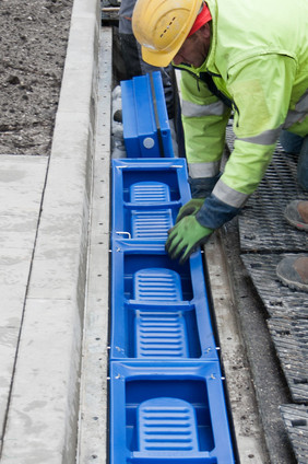 Einbau der Sedimentationsboxen